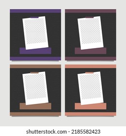 Set of social media post with image space. and colorful pastel color tone frames. Suitable for internet advertising, product display, and event announcement.