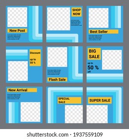 Set of social media post puzzle templates with bold geometric lines. Suitable for social media, promotion, advertising, etc.