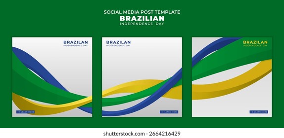Set of social media post with the ribbon that wraps around 3d waving shape on the white background