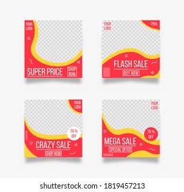 Set of social media post sale template for special offer. Set of sale banner template design. Promotional post bundle, modern promotion square web banner for social media. Vector illustration, eps 10.