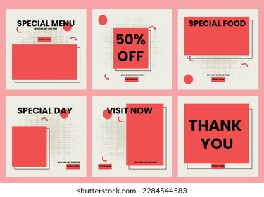  set of social media post for a special food menu. social media post design template Bundle.