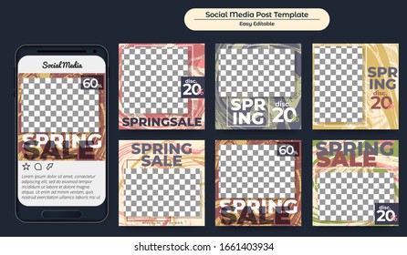 Set of Social Media Post Spring Season