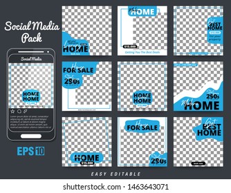 Set of Social Media Post Template for Real Estate and Apartment Promotion