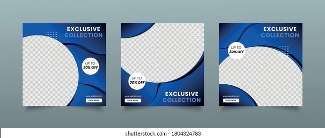 Set Set-Set aus Social-Media-Post-Vorlage, Editable Square Banner Design, Web-Banner-Werbung, Schwarz und Rot-Form, Raum für FotoVektorgrafik