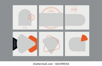 Set of Social Media Post Template,  Editable Square Banner Ads, Geometric Creative Shape, Electronic Media Vector Illustration	
