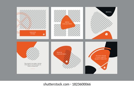 Set of Social Media Post Template,  Editable Square Banner Ads, Geometric Creative Shape, Electronic Media Vector Illustration	