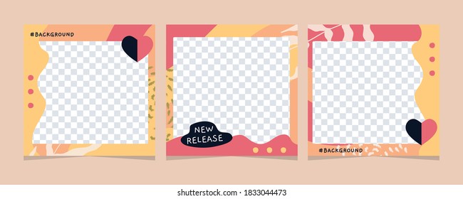 Set of social media post template modern design pastel color for digital marketing or promotion. Perfect for a valentine's event. Template design.