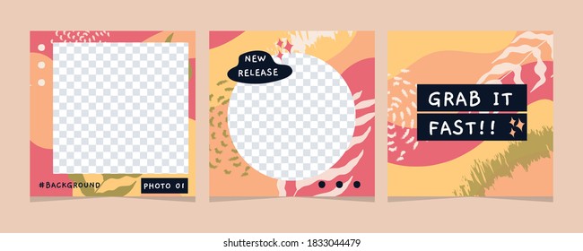 Set of social media post template modern design pastel color for digital marketing or promotion. Perfect for a valentine's event. Template design.