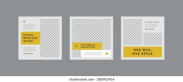 Set of Social Media Post Template,  Editable Square Banner Ads, Geometric Creative Shape, Electronic Media Vector Illustration	