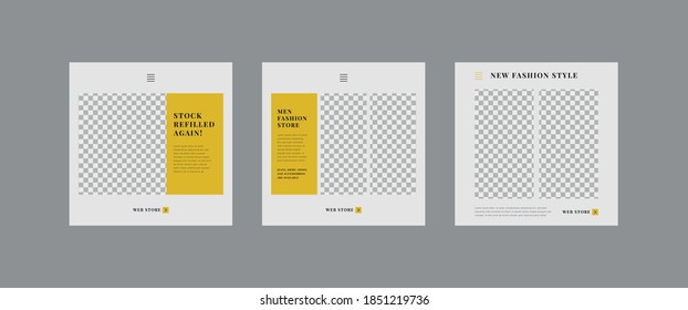 Set of Social Media Post Template,  Editable Square Banner Ads, Geometric Creative Shape, Electronic Media Vector Illustration	