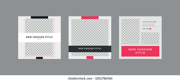 Plantilla de publicación de redes sociales, anuncios de banners cuadrados editables, forma geométrica creativa, ilustración de vectores de medios electrónicos	