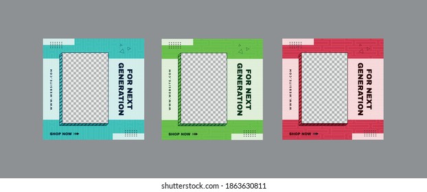 Set of Social Media Post Template,  Editable Square Banner Ads, E-learning post, Electronic Media Vector Illustration
