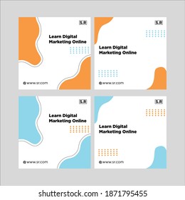 Set of social media post template for Online class program, Online Education, and other E-Learning. with sky blue  and Yellow background