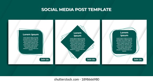 Set Of Social Media Post Template With Green Color Design. A Suitable Template For Promotion Through Social Media.