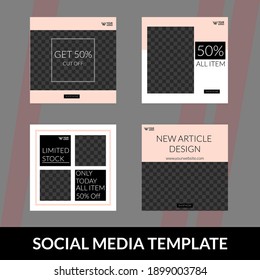 Set of Social Media Post template with colorful and dark background design. a suitable template for promotion through social media.