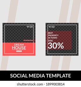 Set of Social Media Post template with colorful and dark background design. a suitable template for promotion through social media.