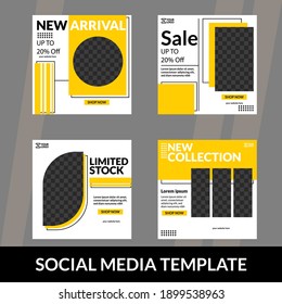 Set of Social Media Post template with colorful and dark background design. a suitable template for promotion through social media.