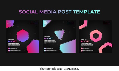 Set of social media post template design. Good template for webinar invitation design via social media.