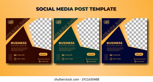 Set of Social media post template. Business conference banner design. good template for online advertising design.