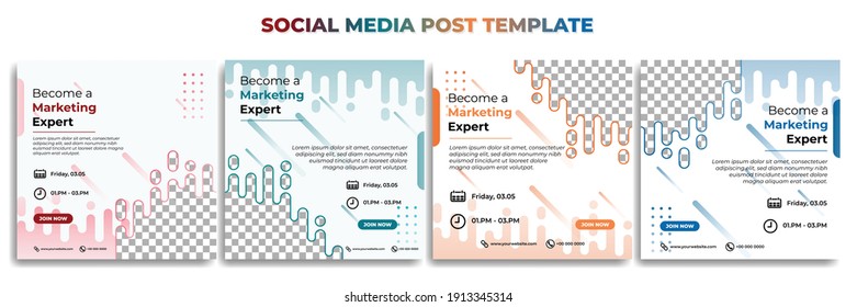 Set of Social media post template with white color design. Marketing expert banner. good template for digital advertisement design.