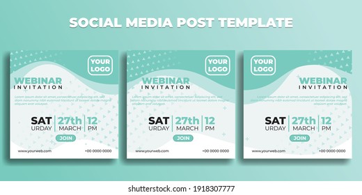 Set of Social media post template. Webinar invitation banner with white green design. good template for online advertising design.