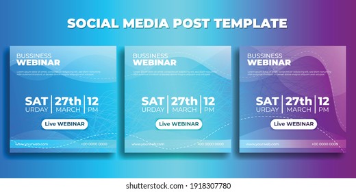 Set of Social media post template. Business webinar banner with blue design. good template for online advertising design.