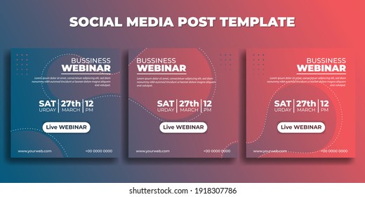 Set of Social media post template. Business webinar banner with pink design. good template for online advertising design.