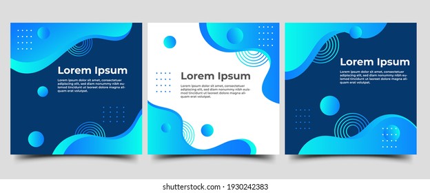 Set of social media post template design with abstract fluid shape. Flat design vector with a place for text. Usable for social media, flyers, banners, and web internet ads.