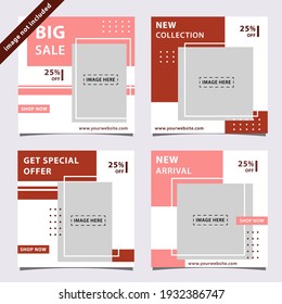 Set of social media post template for special offer, fashion sale or promotion.
