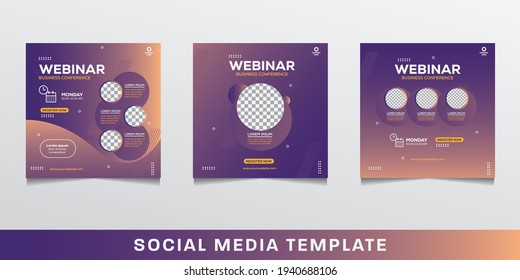Set of social media post template for Business conference Webinar, Marketing Webinar, and other seminars. 