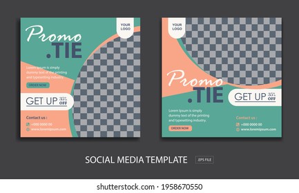 Set of social media post template, Editable minimal square banner template. for promotion tie, with color pastel