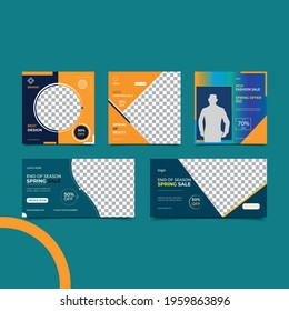 Set of social media post template for special offer and sale promo. banner offer. mock up photo vector frame illustration