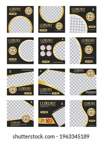 Set of Social media post template with luxury design, Luxury social media template, Perfect for social media post, background and web internet ads.