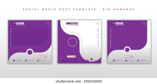 Set of social media post template with simple shape design. Eid Mubarak background design. good template for ramadan or eid design.