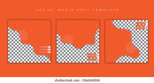 Set of social media post template with orange design. simple social media template design. good template for web banner design.