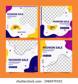 Set of Social media post template, Editable template post for social media. modern social media post with liquid style. Modern promotion square web banner for social media mobile apps