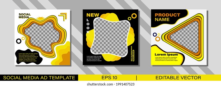 Set of the social media post template with paper cut background. Suitable for social media posts and web internet ads.