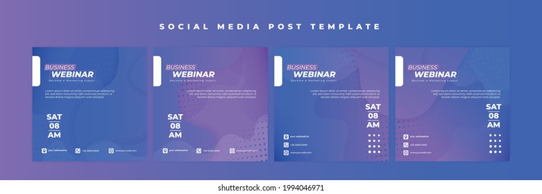 Set of Social media post template. Webinar invitation banner with blue and purple color design. good template for online advertising design.