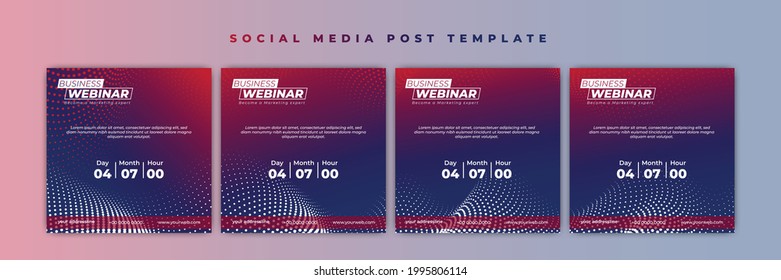 Set of Social media post template. Webinar invitation banner with blue and red design. good template for online advertising design.