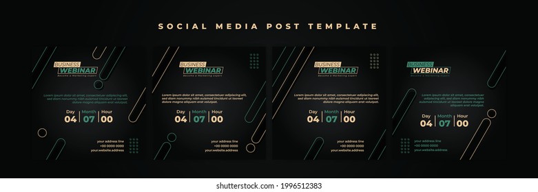 Set of Social media post template. Webinar invitation banner with black and green design. good template for online advertising design.