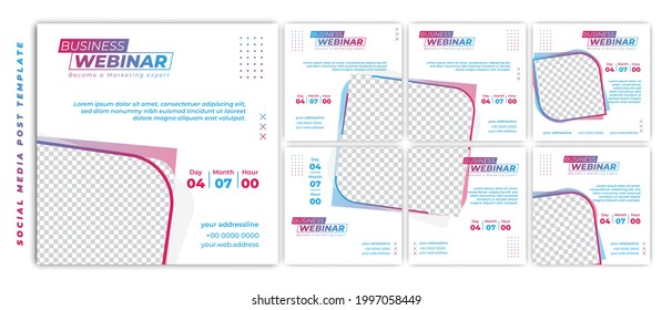 Set of Social media post template. Webinar invitation banner with feminine design. good template for online advertising design.