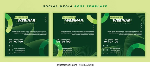 Set of Social media post template with green design. good template for social media campaign design.