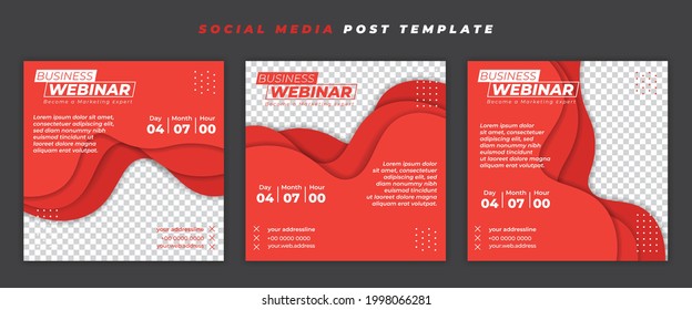 Set of Social media post template. Webinar invitation banner with paper cut design. good template for online advertising design.
