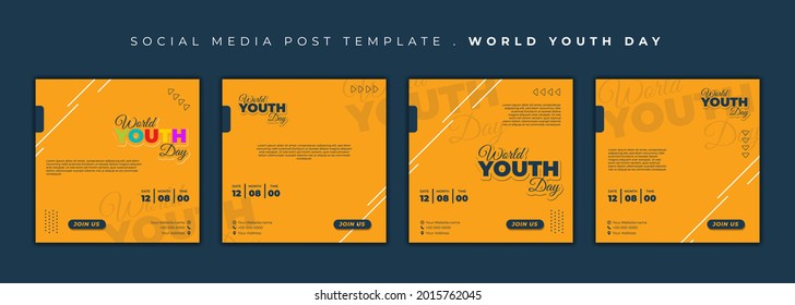 Set of social media post template. World Youth Day social media template with yellow background. good template for online advertising design.