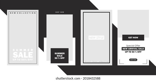 Set of social media post template for special offer. Digital banner, Poster, digital layout. Vector illustration. green color