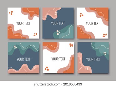 Set of social media post template for special offer. Colorful abstract square minimalist style. Design elements for social media, blog post, banner, card. Vector illustration