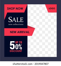 Set of social media post template for special offer. Digital banner, Poster, digital layout. Vector illustration. black and red color