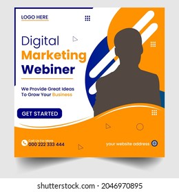 Set of social media post template for Business conference Webinar,
 Marketing Webinar, and other seminars. Promotional web banner for social media. Instagram Banner design for Business