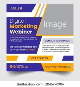 Set of social media post template for Business conference Webinar,
 Marketing Webinar, and other seminars. Promotional web banner for social media. Instagram Banner design for Business