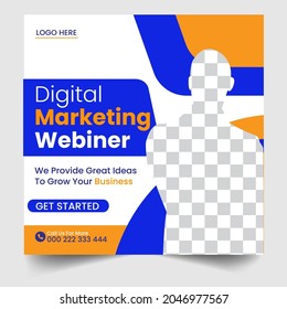 Set of social media post template for Business conference Webinar,
Marketing Webinar, and other seminars. Promotional web banner for social media. Instagram Banner design for Business
